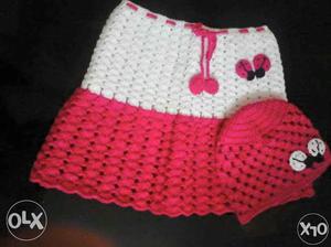 Hand made crochet skirt & cap
