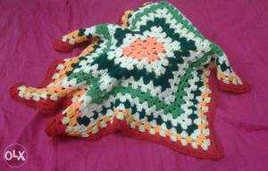 Knit Black, Green, And Orange Washcloth