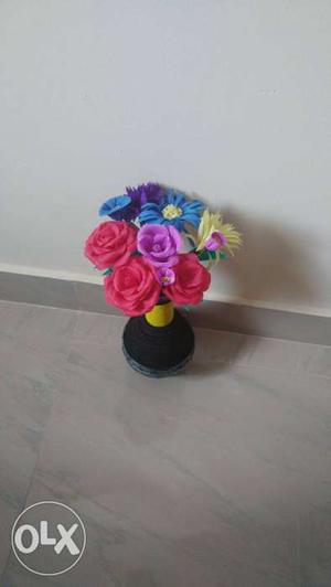Multicolored Artificial Flowers In Vase