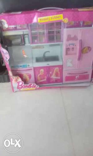 Pink And White Barbie Kitchen Playset Toy Box