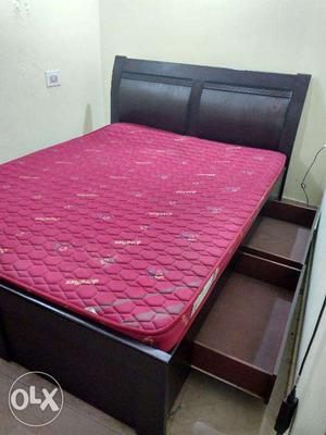 Queen Sized Teak Wood Bed and Mattress - 2 years old