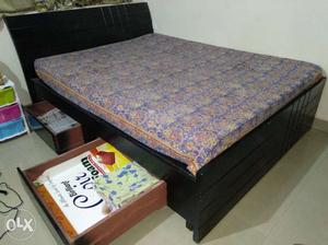 Queen size Brown Wooden Bed with storage