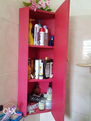 Red colour corner cabinets with storage- set of 4