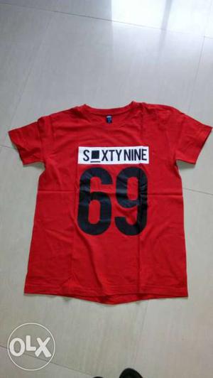 Sixty Nine 69 Printed Red T-shirt