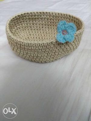 Small handmade table basket, made of coir and