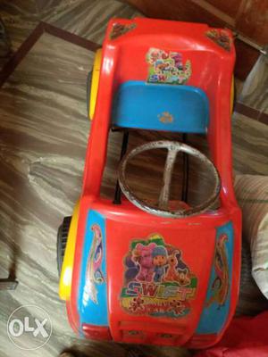 Toddler's Blue And Red Plastic Ride-on Toy Car