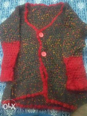 Toddler's Brown And Red Sweater