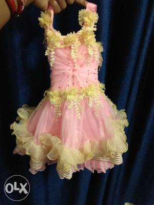 Toddler's Pink And cream floral Dress