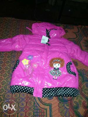 Toddler's Purple, Black, And White Polka-dotted Hoodie