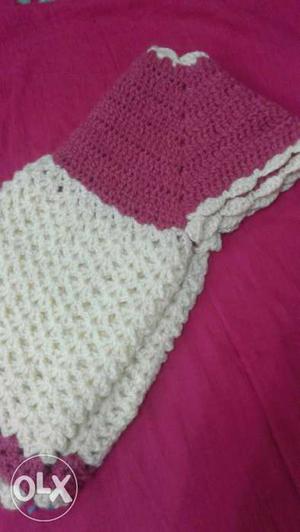 Toddler's White And Pink Knitted Dress
