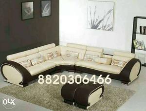 White And Black Cushion Sectional Couch