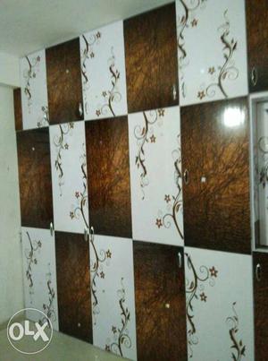 White And Brown Floral Wooden Wall