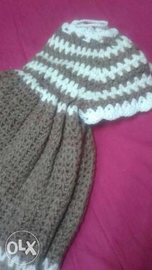 White And Brown Knitted Textile