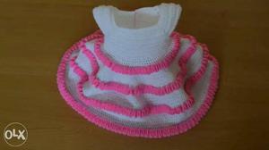 White And Pink Knitted Dress