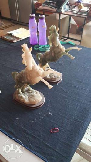 White Ceramic Horses Figurines