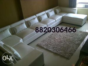 White Leather Corner Sectional Sofa