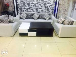 White sofa set Fully made of DeDcor brand cloth.