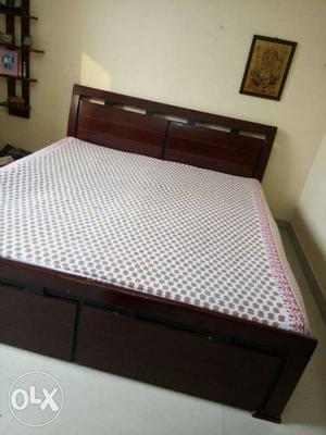 Wooden King Size Double Bed with storage boxes