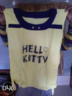 Yellow And Blue Hello Kitty Sleeveless Top wholsel rate pr