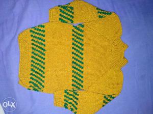Yellow And Green Knitted Jacket