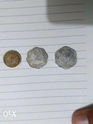 1, 2, And 3 India Paise Coins