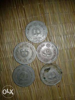 Five Delhi Silver-colored Coins