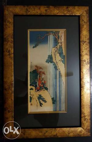 Four antique hokusai Japanese prints (framed). Rs
