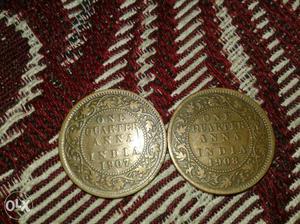 One Quater Anna Set Of 2 Coins