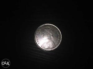 One rupees silver round coin of Victoria empress