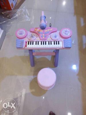 Pink And Purple Electric Keyboard Toy With Chair