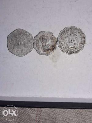 Scalloped Edge Three Silver-colored Coins