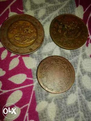 Three Bronze Round Coin