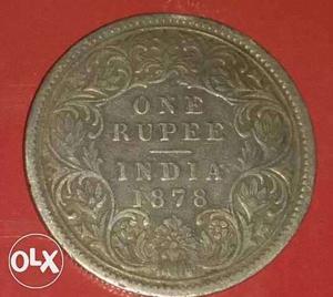  Victoria Empress 1 rupee silver coin