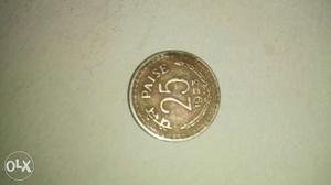 An Indian currency of rupees 0.25 paise of year