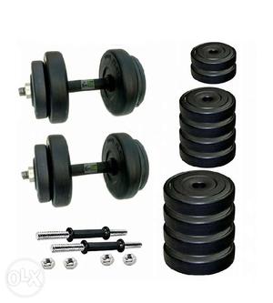 Pair Of Black Adjustable Dumbbells With Plate Wright Set