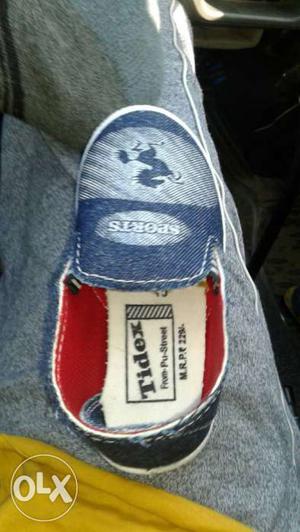 Paired Children's Blue And White Sport Slip On Shoe