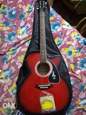 Red Burst Cutaway Acoustic Guitar With Gig Bag