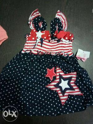 Toddler's Black, Red, And White Polka Dot Mini Dress