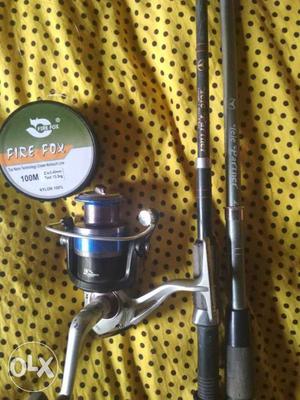 Two Black Fishing Rods,New Reels With motor