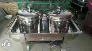 Two Stainless Steel Curry Pots,