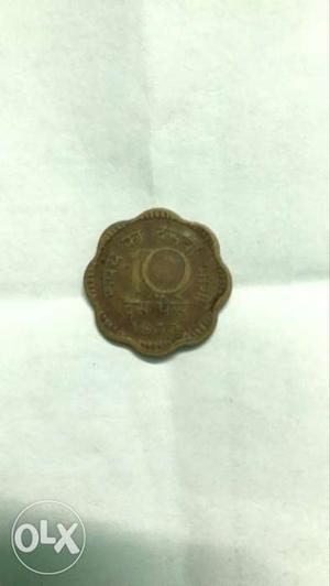 Very old bronze coin of 10paisa made in 