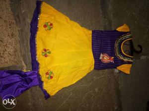 Yellow And Blue Floral Traditional Dress