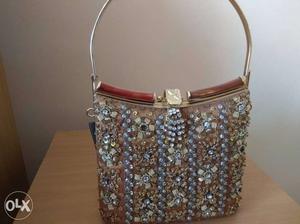Beaded Brown bridal purse.totally unused.original price 