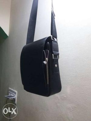Black And Gray Leather Crossbody Bag
