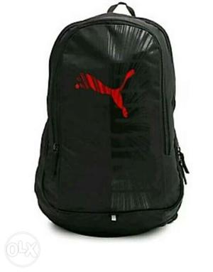 Black Puma Leather Backpack