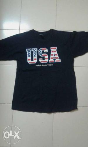 Black U.S.A. Printed Crew-neck Shirt
