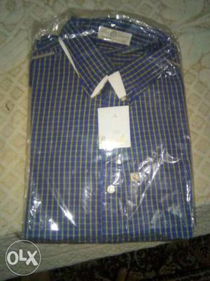 Blue And Beige Patterned Dress Shirt