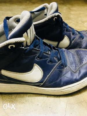 Blue-and-white Nike High Top Shoes