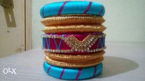 Brown, Blue, And Maroon Bangles