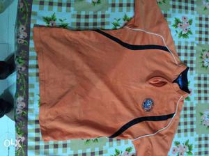 Brown Split-neckline Shirt